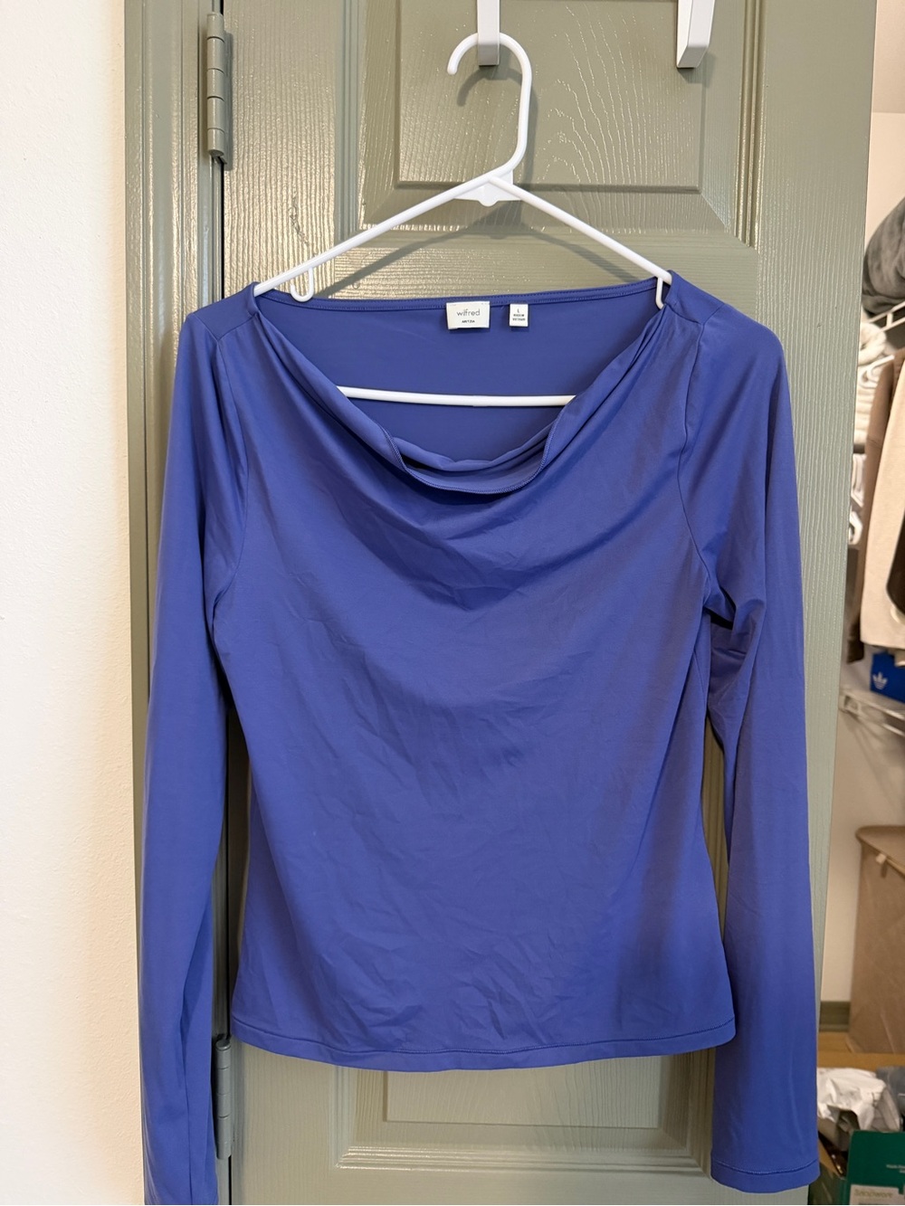 Aritzia Long-Sleeve Cowl Neck Top — Periwinkle Blue